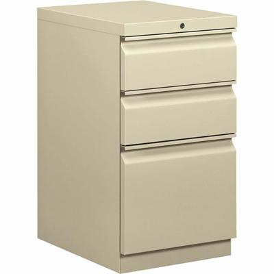 HON Brigade H33720R Pedestal - 28" Height x 15" Width x 19.9" Depth - Total Drawer(s): 3 - Finish: Putty - 1 Each