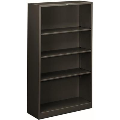 HON Brigade Steel Bookcase - 4 Shelf(ves) - 59" Height x 34.50" Width x 12.62" Depth - Adjustable Shelf, Reinforced, Welded, Durable, Compact - Steel - 1 Each