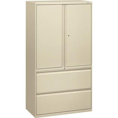 HON Brigade 800 H885LS Lateral File - 64.3" Height x 36" Width x 18" Depth - Total Drawer(s): 2 - 3 Shelve(s) - Finish: Putty - Storage Cabinet, Radius Pull, Lockable, Glide, Removable Lock, Adjustable Shelf, Heavy Duty - For File Storage, Workstatio