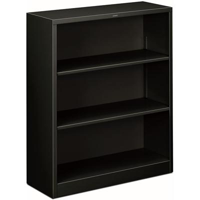 HON Brigade Steel Bookcase - 3 Shelf(ves) - 41" Height x 34.50" Width x 12.62" Depth - Adjustable Shelf, Reinforced, Welded, Durable, Compact - Black - Steel - 1 Each
