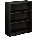 HON Brigade Steel Bookcase - 3 Shelf(ves) - 41" Height x 34.50" Width x 12.62" Depth - Adjustable Shelf, Reinforced, Welded, Durable, Compact - Black - Steel - 1 Each