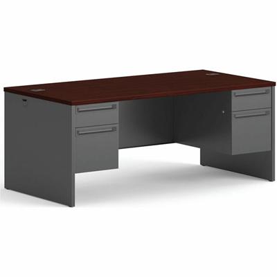 HON 38000 H38180 Pedestal Desk - 29.5" Height x 72" Width x 36" Depth - Total Drawer(s): 4 - Double Pedestal - Waterfall Edge - Finish: Charcoal - 1 Each