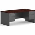 HON 38000 H38180 Pedestal Desk - 29.5" Height x 72" Width x 36" Depth - Total Drawer(s): 4 - Double Pedestal - Waterfall Edge - Finish: Charcoal - 1 Each