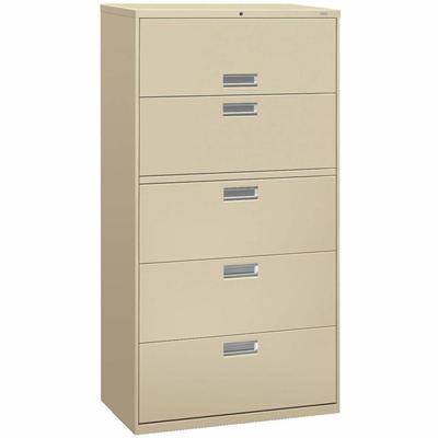 HON Brigade 600 H685 Lateral File - 67" Height x 36" Width x 18" Depth - Total Drawer(s): 5 - Finish: Putty - Lockable, Heavy Duty, Glide, Removable Lock - For File Storage, Workstation, Office, Desk - 1 Each