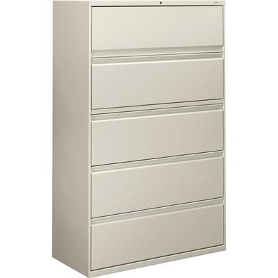 HON Brigade 800 H895 Lateral File - 64.3" Height x 42" Width x 18" Depth - Total Drawer(s): 5 - Finish: Light Gray - Radius Pull, Lockable, Glide, Removable Lock, Heavy Duty - For File Storage, Workstation, Desk, Office - 1 Each