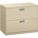 HON Brigade 600 H682 Lateral File - 28.4" Height x 36" Width x 18" Depth - Total Drawer(s): 2 - Finish: Putty - Lockable, Glide, Removable Lock, Heavy Duty, Interlocking - For File Storage, Workstation, Office, Desk - 1 Each