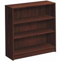 HON 1870 Series Bookcase - 3 Shelf(ves) - 36" Height x 36" Width x 11.50" Depth - Abrasion Resistant, Leveling Glide, Sturdy, Scratch Resistant, Spill Resistant, Stain Resistant - 42% Recycled - Laminate - Mahogany - Particleboard, Hardboard, Wood - 