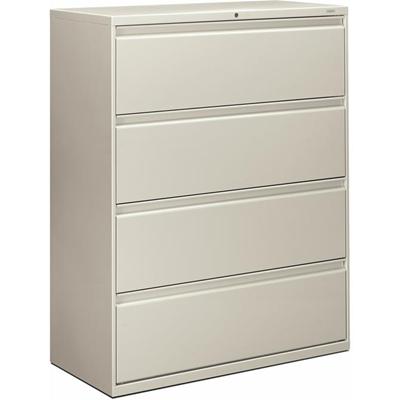 HON Brigade 800 H894 Lateral File - 53.3" Height x 42" Width x 18" Depth - Total Drawer(s): 4 - Finish: Light Gray - 1 Each