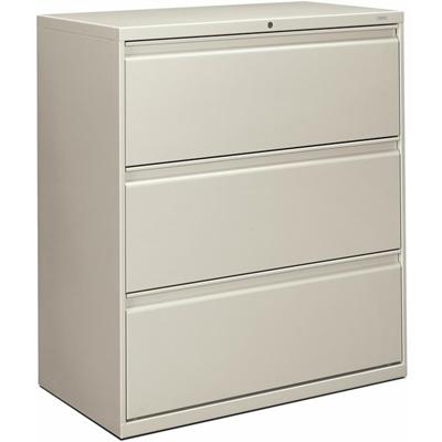 HON Brigade 800 H883 Lateral File - 40.9" Height x 36" Width x 18" Depth - Total Drawer(s): 3 - Finish: Light Gray - 1 Each