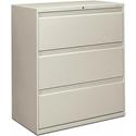 HON Brigade 800 H883 Lateral File - 40.9" Height x 36" Width x 18" Depth - Total Drawer(s): 3 - Finish: Light Gray - 1 Each