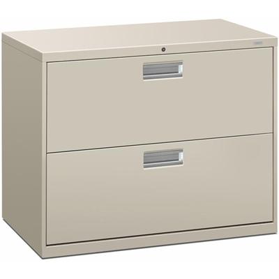 HON Brigade 600 H682 Lateral File - 28.4" Height x 36" Width x 18" Depth - Total Drawer(s): 2 - Finish: Light Gray - Lockable, Heavy Duty, Glide, Removable Lock - For File Storage, Workstation, Office, Desk - 1 Each