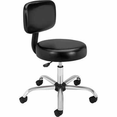 HON Sitting Stool - Black Seat Color - Vinyl Seat Material - Black Back Color - Fabric Back Material - Black Frame Color - Black - 1 Each