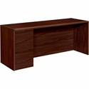 HON 10700 H10708L Pedestal Credenza - 29.5" Height x 72" Width x 24" Depth - Total Drawer(s): 2Left Side - Waterfall Edge - Finish: Mahogany - 1 Each