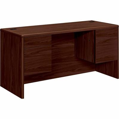 HON 10700 H10765 Pedestal Credenza - 29.5" Height x 60" Width x 24" Depth - Total Drawer(s): 4 - Double Pedestal - Waterfall Edge - Finish: Mahogany - 1 Each