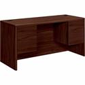 HON 10700 H10765 Pedestal Credenza - 29.5" Height x 60" Width x 24" Depth - Total Drawer(s): 4 - Double Pedestal - Waterfall Edge - Finish: Mahogany - 1 Each