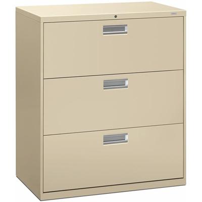 HON Brigade 600 H683 Lateral File - 40.9" Height x 36" Width x 18" Depth - Total Drawer(s): 3 - Finish: Putty - 1 Each