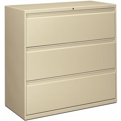 HON Brigade 800 H893 Lateral File - 40.9" Height x 42" Width x 18" Depth - Total Drawer(s): 3 - Finish: Putty - 1 Each