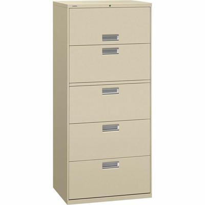 HON Brigade 600 H675 Lateral File - 67" Height x 30" Width x 18" Depth - Total Drawer(s): 5 - Finish: Putty - 1 Each