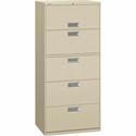 HON Brigade 600 H675 Lateral File - 67" Height x 30" Width x 18" Depth - Total Drawer(s): 5 - Finish: Putty - 1 Each