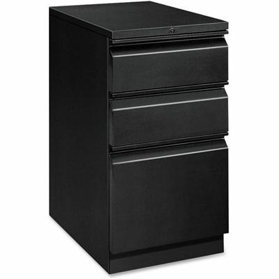HON Brigade H33723R Pedestal - 28" Height x 15" Width x 22.9" Depth - Total Drawer(s): 3 - Material: Steel - Finish: Black - 1 Each