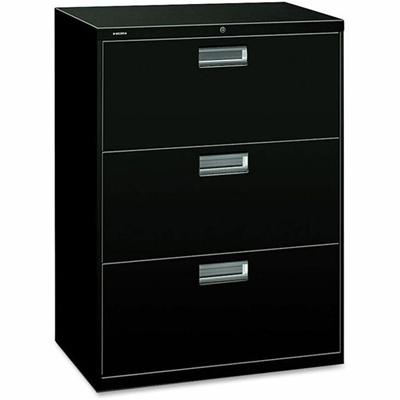 HON Brigade 600 H673 Lateral File - 40.9" Height x 30" Width x 18" Depth - Total Drawer(s): 3 - Finish: Black - 1 Each