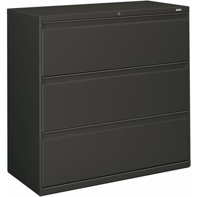 HON Brigade 800 H893 Lateral File - 40.9" Height x 42" Width x 18" Depth - Total Drawer(s): 3 - Finish: Charcoal - 1 Each