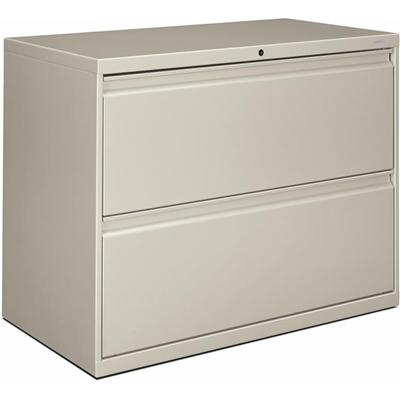HON Brigade 800 H882 Lateral File - 28.4" Height x 36" Width x 19.3" Depth - Total Drawer(s): 2 - Finish: Light Gray - 1 Each