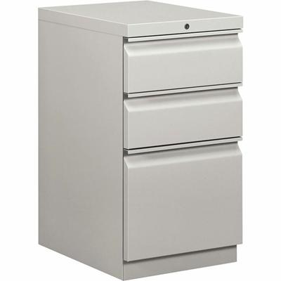 HON Brigade H33720R Pedestal - 28" Height x 15" Width x 19.9" Depth - Total Drawer(s): 3 - Finish: Light Gray - 1 Each