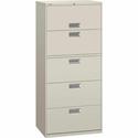 HON Brigade 600 H675 Lateral File - 67" Height x 30" Width x 18" Depth - Total Drawer(s): 5 - Finish: Light Gray - 1 Each
