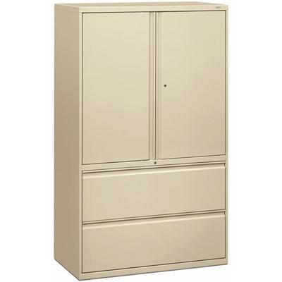 HON Brigade 800 H895LS Lateral File - 64.3" Height x 42" Width x 18" Depth - Total Drawer(s): 2 - 3 Shelve(s) - Finish: Putty - Radius Pull, Lockable, Glide, Removable Lock, Adjustable Shelf, Heavy Duty - For File Storage, Workstation, Desk, Office -
