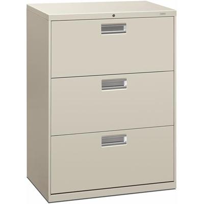 HON Brigade 600 H673 Lateral File - 40.9" Height x 30" Width x 18" Depth - Total Drawer(s): 3 - Finish: Light Gray - 1 Each