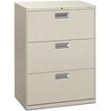 HON Brigade 600 H673 Lateral File - 40.9" Height x 30" Width x 18" Depth - Total Drawer(s): 3 - Finish: Light Gray - 1 Each
