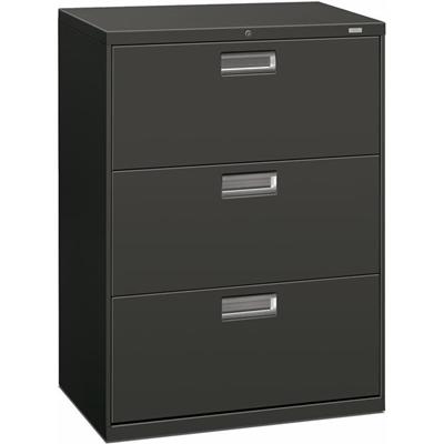 HON Brigade 600 H673 Lateral File - 40.9" Height x 30" Width x 18" Depth - Total Drawer(s): 3 - Finish: Charcoal - 1 Each