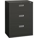 HON Brigade 600 H673 Lateral File - 40.9" Height x 30" Width x 18" Depth - Total Drawer(s): 3 - Finish: Charcoal - 1 Each