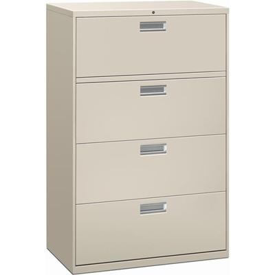 HON Brigade 600 H684 Lateral File - 53.3" Height x 36" Width x 18" Depth - Total Drawer(s): 4 - Finish: Light Gray - Lockable, Heavy Duty, Glide, Removable Lock - For File Storage, Workstation, Office, Desk - 1 Each