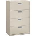 HON Brigade 600 H684 Lateral File - 53.3" Height x 36" Width x 18" Depth - Total Drawer(s): 4 - Finish: Light Gray - Lockable, Heavy Duty, Glide, Removable Lock - For File Storage, Workstation, Office, Desk - 1 Each