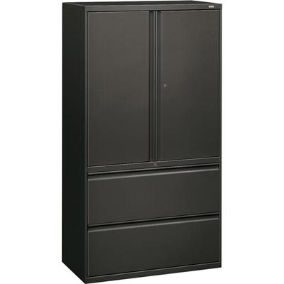 HON Brigade 800 H885LS Lateral File - 64.3" Height x 36" Width x 18" Depth - Total Drawer(s): 2 - 3 Shelve(s) - Finish: Charcoal - Storage Cabinet, Radius Pull, Lockable, Glide, Removable Lock, Adjustable Shelf, Heavy Duty - For File Storage, Worksta