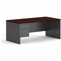HON 38000 H38294L Pedestal Desk - 29.5" Height x 72" Width x 36" Depth - Total Drawer(s): 2Left Side - Waterfall Edge - Finish: Charcoal - 1 Each