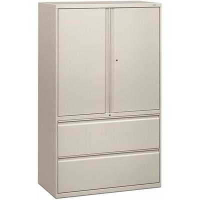 HON Brigade 800 H895LS Lateral File - 64.3" Height x 42" Width x 18" Depth - Total Drawer(s): 2 - 3 Shelve(s) - Finish: Light Gray - Radius Pull, Lockable, Glide, Removable Lock, Adjustable Shelf, Heavy Duty - For File Storage, Workstation, Desk, Off
