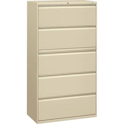 HON Brigade 800 H885 Lateral File - 64.3" Height x 36" Width x 18" Depth - Total Drawer(s): 5 - Finish: Putty - Radius Pull, Lockable, Glide, Removable Lock, Heavy Duty - For File Storage, Workstation, Desk, Office - 1 Each