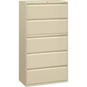 HON Brigade 800 H885 Lateral File - 64.3" Height x 36" Width x 18" Depth - Total Drawer(s): 5 - Finish: Putty - Radius Pull, Lockable, Glide, Removable Lock, Heavy Duty - For File Storage, Workstation, Desk, Office - 1 Each