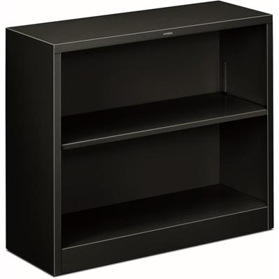 HON Brigade Steel Bookcase - 2 Shelf(ves) - 29" Height x 34.50" Width x 12.62" Depth - Adjustable Shelf, Reinforced, Welded, Durable, Compact - Black - Steel - 1 Each
