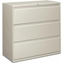 HON Brigade 800 H893 Lateral File - 40.9" Height x 42" Width x 18" Depth - Total Drawer(s): 3 - Finish: Light Gray - 1 Each