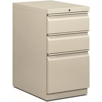 HON Brigade H33723R Pedestal - 28" Height x 15" Width x 22.9" Depth - Total Drawer(s): 3 - Finish: Light Gray - 1 Each