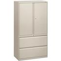 HON Brigade 800 H885LS Lateral File - 64.3" Height x 36" Width x 18" Depth - Total Drawer(s): 2 - 3 Shelve(s) - Finish: Light Gray - Storage Cabinet, Radius Pull, Lockable, Glide, Removable Lock, Adjustable Shelf, Heavy Duty - For File Storage, Works