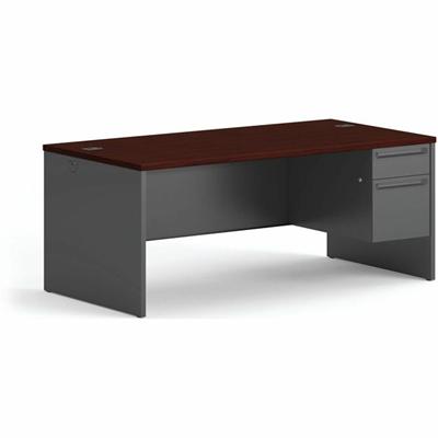 HON 38000 H38293R Pedestal Desk - 29.5" Height x 72" Width x 36" Depth - Total Drawer(s): 2Right Side - Waterfall Edge - Finish: Charcoal - 1 Each