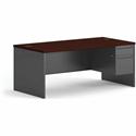 HON 38000 H38293R Pedestal Desk - 29.5" Height x 72" Width x 36" Depth - Total Drawer(s): 2Right Side - Waterfall Edge - Finish: Charcoal - 1 Each