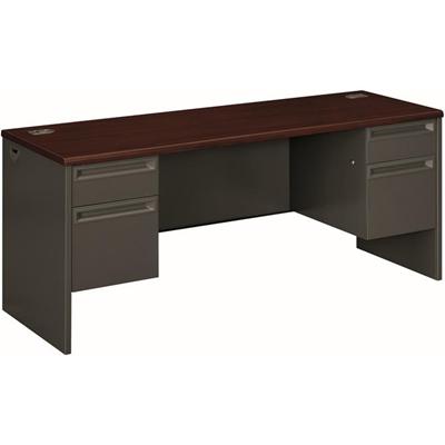 HON 38000 H38854 Pedestal Credenza - 29.5" Height x 72" Width x 24" Depth - Total Drawer(s): 4 - Double Pedestal - Waterfall Edge - Finish: Charcoal - 1 Each