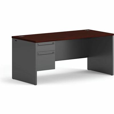 HON 38000 H38292L Pedestal Desk - 29.5" Height x 66" Width x 30" Depth - Total Drawer(s): 2Left Side - Waterfall Edge - Finish: Charcoal - 1 Each