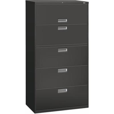HON Brigade 600 H685 Lateral File - 67" Height x 36" Width x 18" Depth - Total Drawer(s): 5 - Finish: Charcoal - 1 Each